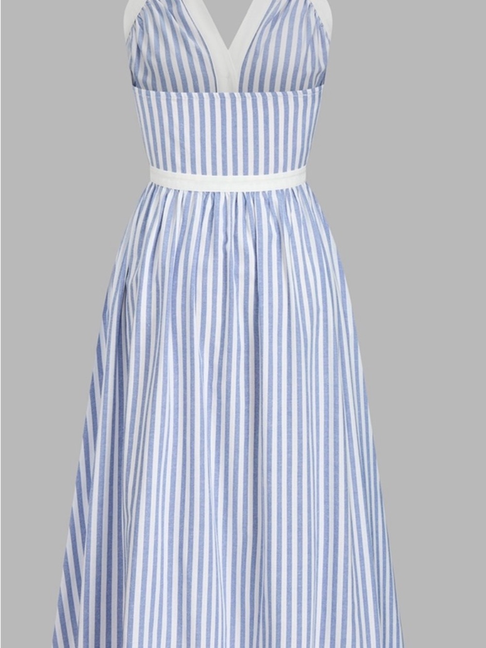 Blue and White Striped Halter Midi Dress - Picture 4 of 4